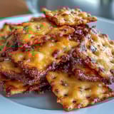 Golden, homemade Cheez-Its with sourdough tang, jalapeño kick, and smoked paprika aroma. Perfectly crunchy and flavorful.
