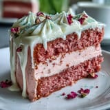 A moist Bridal Shower Rosé Velvet Cake perfect for celebrations, adorned gorgeously.