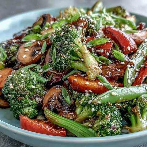 Vibrant ginger stir-fried vegetables glistening with savory sauce, ready for a quick weeknight dinner.