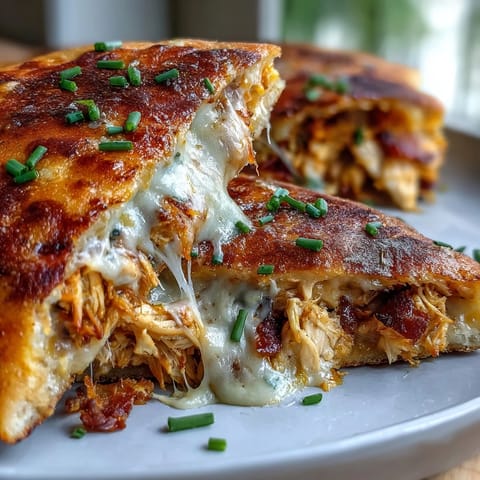 Warm, buttery Ranch Crack Chicken Stuffed Naan served with fresh chives and a side of extra ranch.
