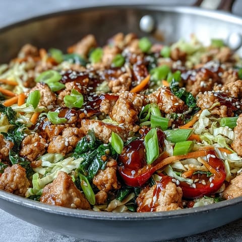 Healthy cabbage and turkey stir-fry packed with lean protein and crunchy vegetables, seasoned with soy sauce.