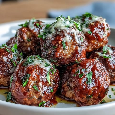 Aromatic beef meatballs simmered low and slow in herb-infused tomato sauce, served warm for parties or family meals.  