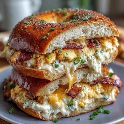 Fluffy baked eggs and melted cheddar on chewy whole wheat bagels, a protein-packed breakfast sandwich perfect for busy mornings.