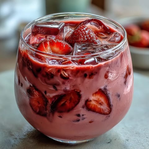 Pink Drink Copycat with Strawberry Açaí and Coconut, a creamy and refreshing beverage featuring vibrant berry flavors and luscious coconut milk.