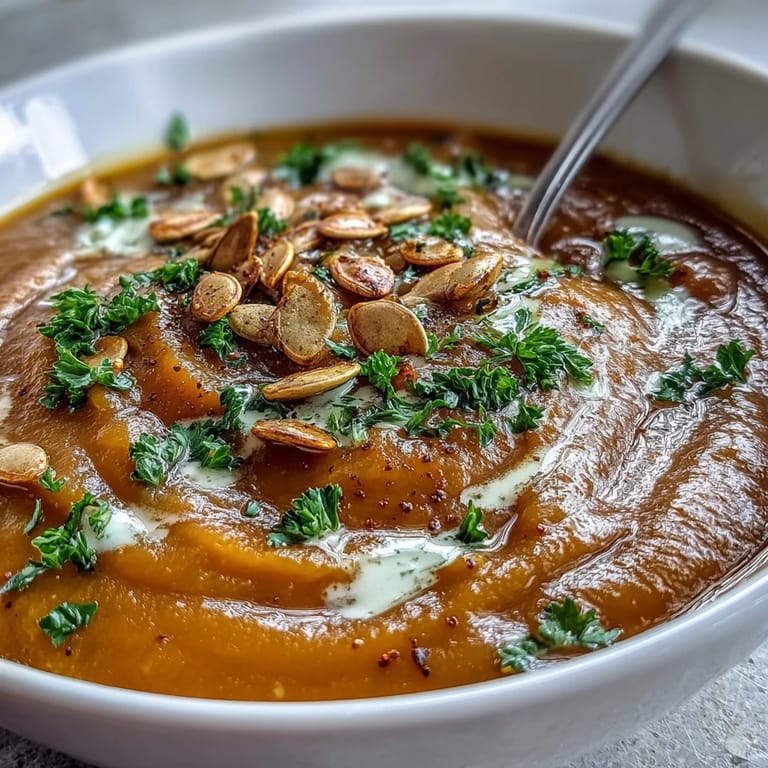 Velvety slow-simmered butternut squash apple soup, lightly spiced for comfort.