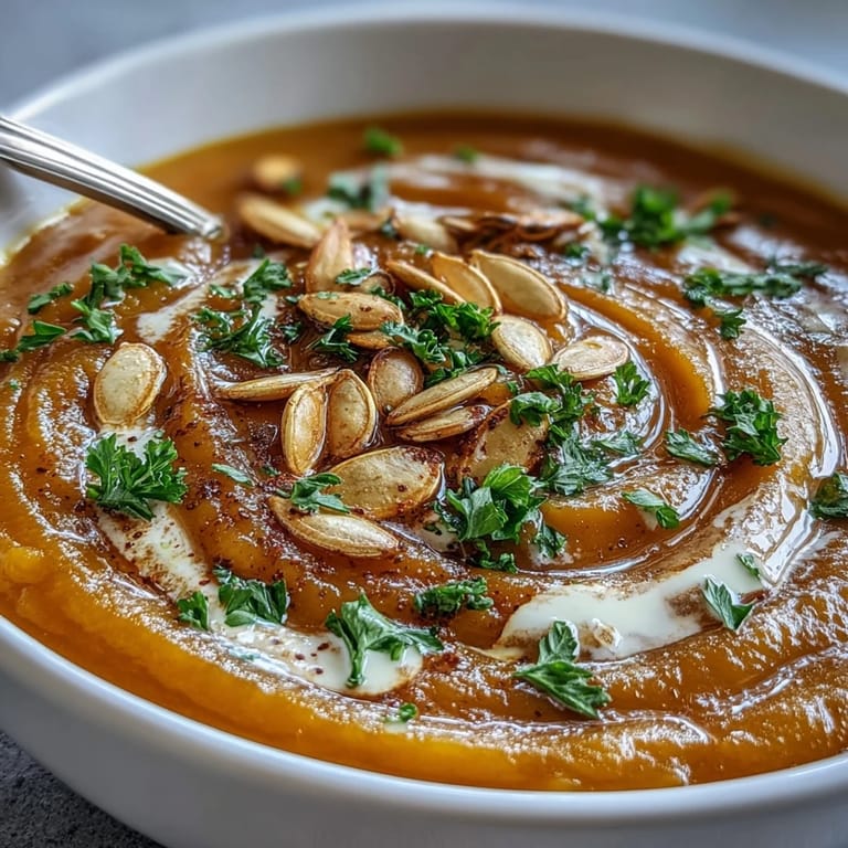 Golden butternut squash apple soup, perfectly smooth for a cozy meal.