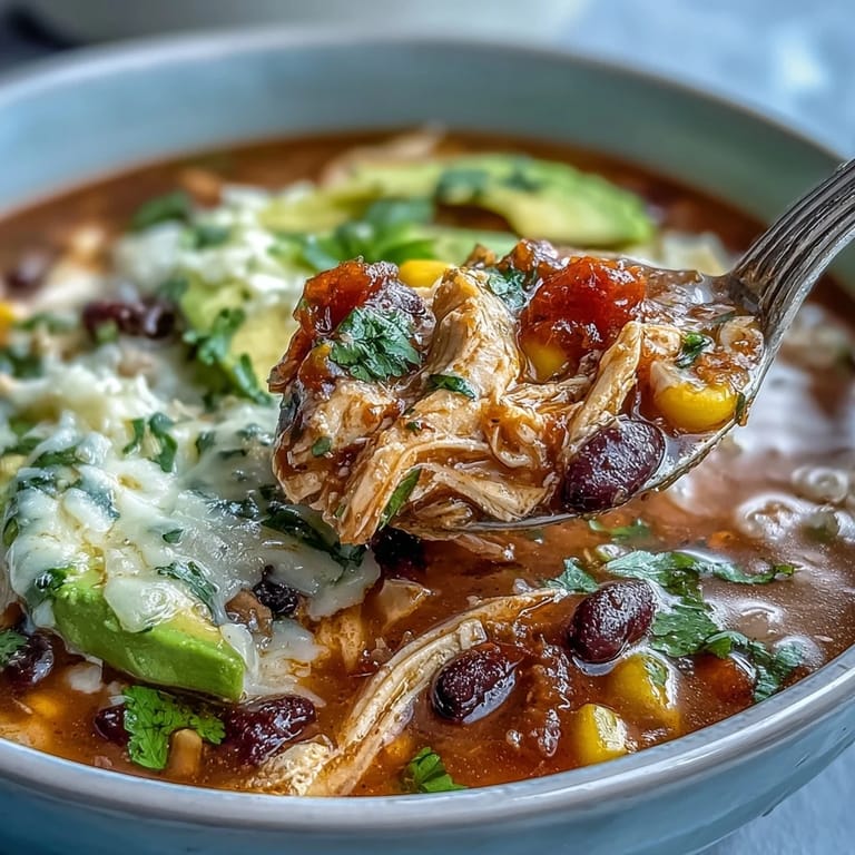 A vibrant bowl of Instant Pot Chicken Tortilla Soup garnished with fresh cilantro, lime wedges, and a dollop of sour cream, served beside crunchy tortilla chips.