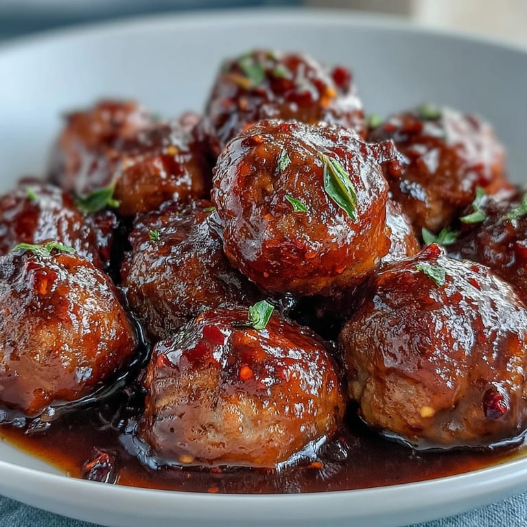 Slow Cooker Peach Glazed Meatballs are served steaming over fluffy white rice, a hearty and comforting main dish for dinner.