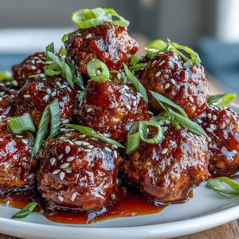 Slow cooker sweet and sour meatballs bubble in a tangy apricot-ketchup glaze, served warm over fluffy rice with a sprinkle of fresh green onions.