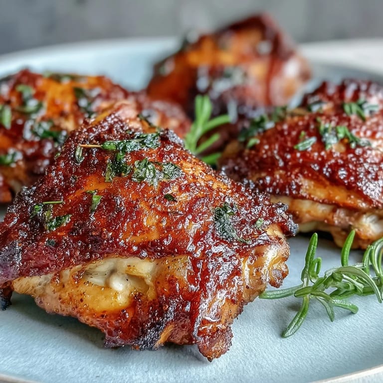 Easy American dinner recipe featuring crispy baked bone-in chicken thighs with a smoky paprika crust on a wire rack, capturing a home-cooked meal aesthetic.