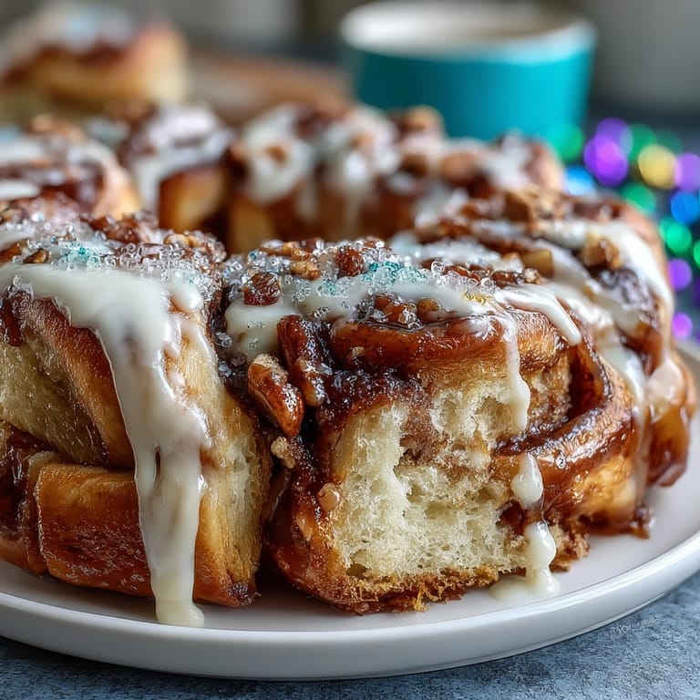 Easy cinnamon roll wreath twisted with cinnamon-sugar filling, decorated in Mardi Gras colors for a showstopping holiday dessert.