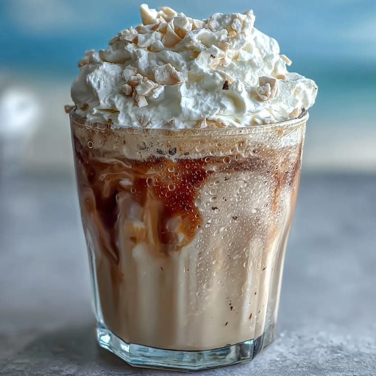 A high-protein vanilla bean frappuccino shake blended with Greek yogurt and almond milk, served chilled for a delicious, guilt-free treat.