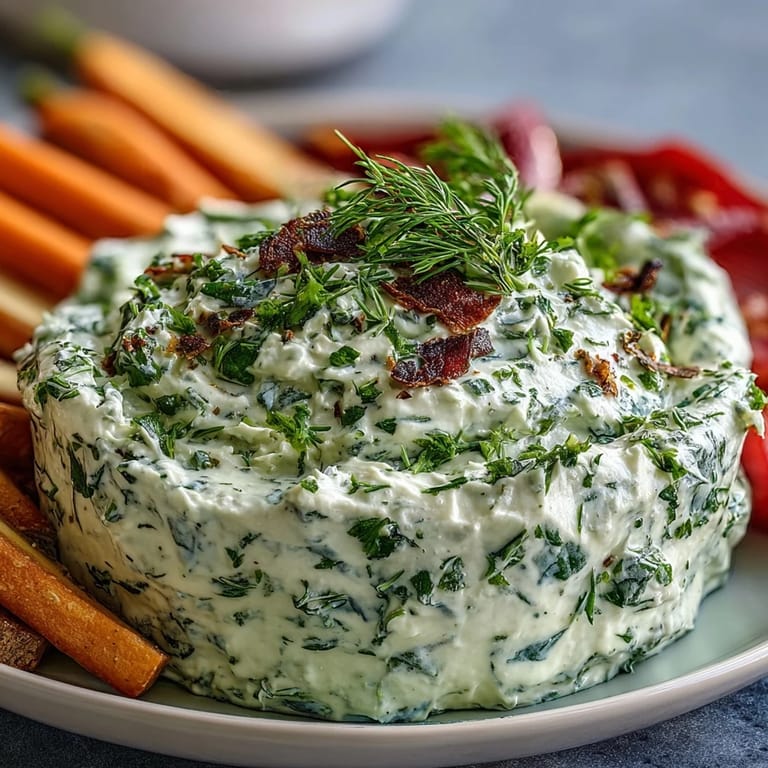 A bowl of whipped cottage cheese ranch dip served with crisp, fresh vegetable sticks for healthy snacking.  
