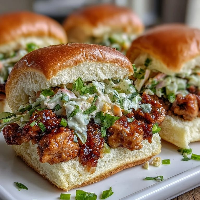 Slow-cooked chicken in rich Mississippi spices, piled on soft buns and finished with cool, crunchy coleslaw for sliders.