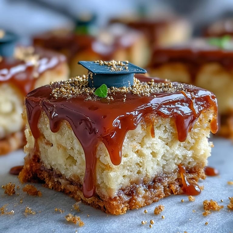 Showstopping graduation sheet cake featuring a shimmering gold drip and a festive mortarboard topper for a memorable celebration.