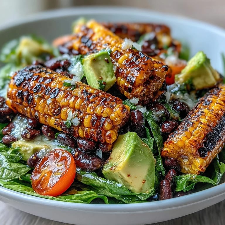 This fresh Grilled Corn and Black Bean Taco Salad features zesty lime dressing.
