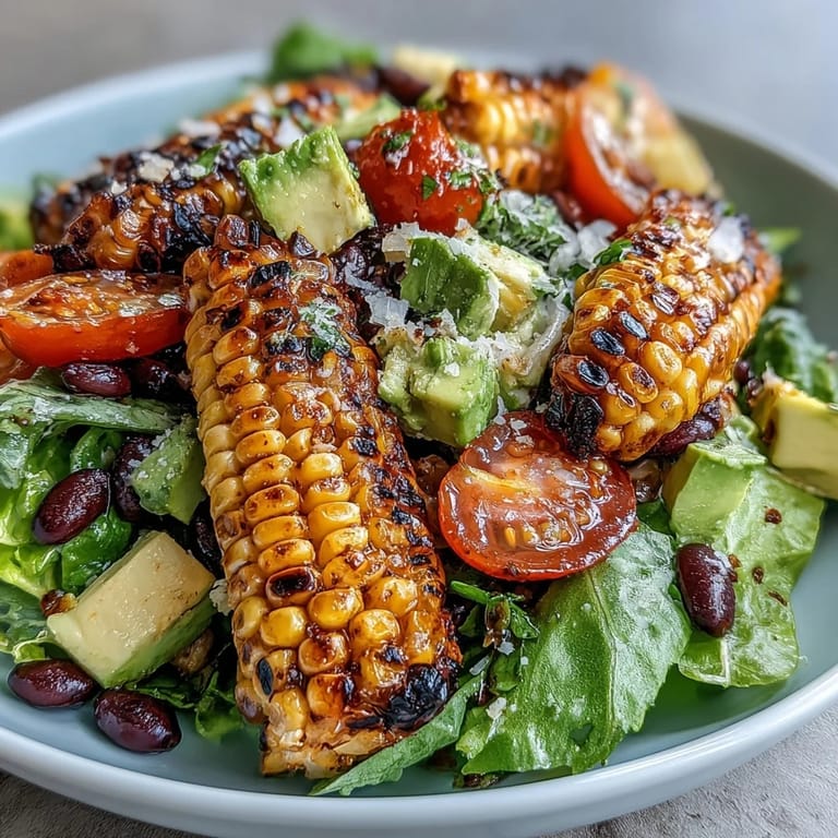 Colorful Grilled Corn and Black Bean Taco Salad, a perfect easy summer meal.