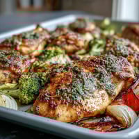 Healthy 5-Ingredient Sheet Pan Chicken and Veggies with juicy chicken breasts and colorful roasted vegetables, perfect for a quick weeknight dinner.  