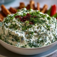 Whipped cottage cheese ranch dip with colorful veggie sticks, a creamy and protein-rich appetizer perfect for parties.  