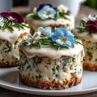 Spring Cake with Pressed Edible Flowers: a light vanilla cake topped with whipped cream and delicate edible flowers for a fresh spring look.