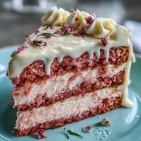 Elegant Bridal Shower Rosé Velvet Cake, blushing pink with gold drip and frosting.